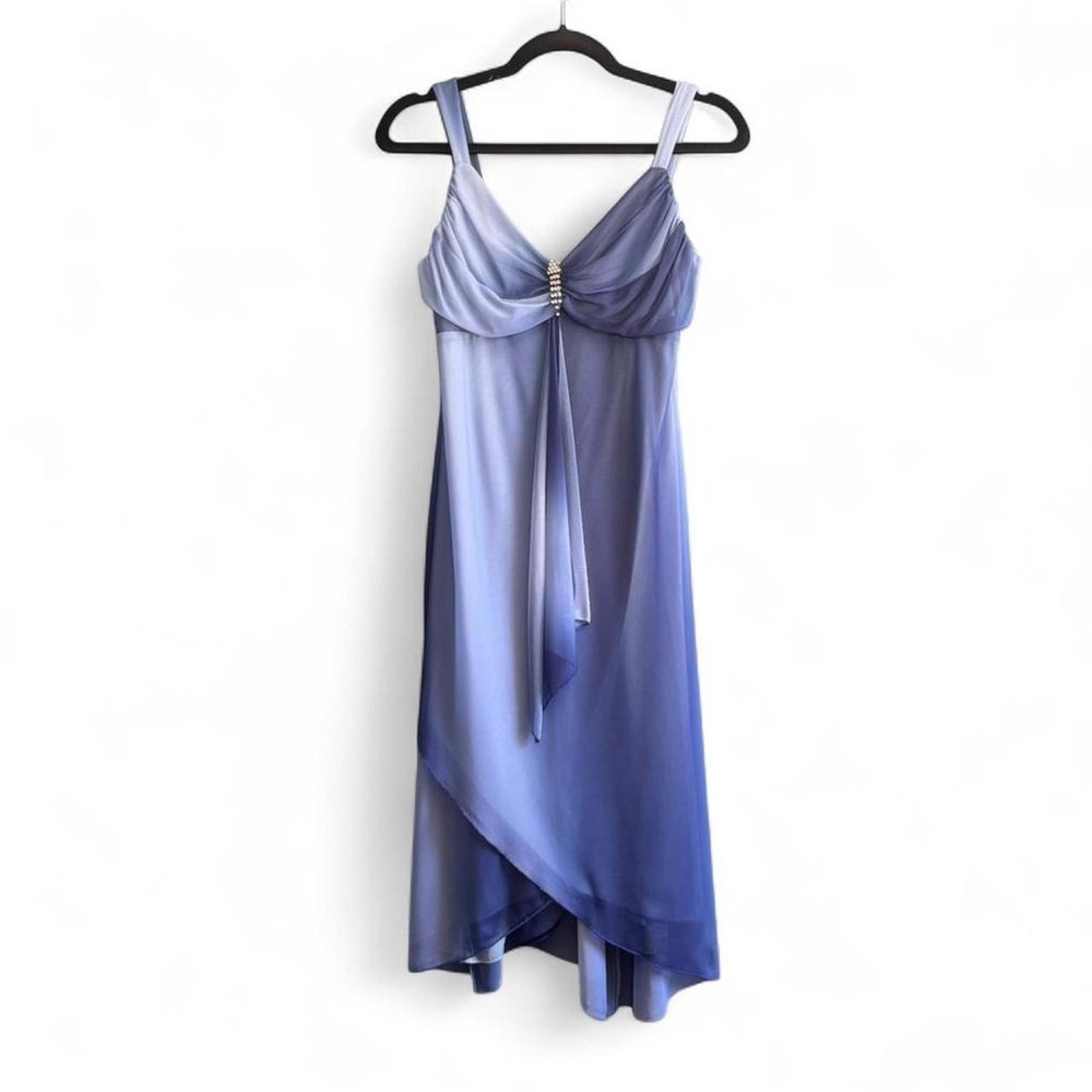 Vintage 90s Mesh Dress Women's Size Medium Blue Sally Empire Waist Prom Whimsy